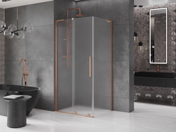 Mexen Velar L sliding shower cabin 100 x 70 cm, frost, brushed copper - 871-100-070-33-65