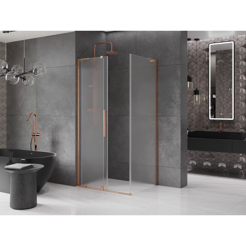 Mexen Velar L sliding shower enclosure 100 x 70 cm, frost, brushed copper - 871-100-070-33-65