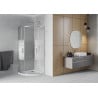 Mexen Rio shower cabin semicircular 80 x 80 cm, stripes, chrome + Flat shower tray, white - 863-080-080-01-20-4110