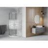 Mexen Rio 80 x 80 cm Semi-Circular Shower Enclosure, White Stripes, Chrome + Flat Tray, White - 863-080-080-01-20-4110
