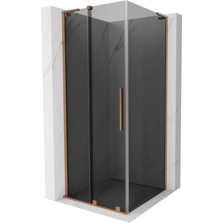 Mexen Velar L sliding shower cabin 90 x 90 cm, graphite, brushed copper - 871-090-090-43-65