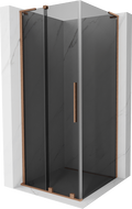 Mexen Velar L sliding shower cabin 100 x 100 cm, graphite, brushed copper - 871-100-100-43-65