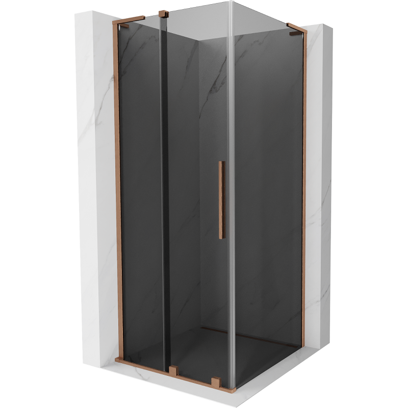 Mexen Velar L sliding shower cabin 110 x 110 cm, graphite, brushed copper - 871-110-110-43-65