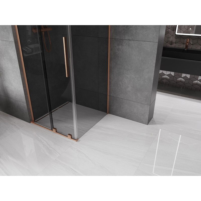 Mexen Velar L sliding shower cabin 100 x 100 cm, graphite, brushed copper - 871-100-100-43-65