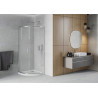 Mexen Rio semi-circular shower cabin 80 x 80 cm, frosted, chrome + Flat shower tray, white - 863-080-080-01-30-4110