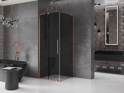 Mexen Velar L sliding shower cabin 120 x 120 cm, graphite, brushed copper - 871-120-120-43-65