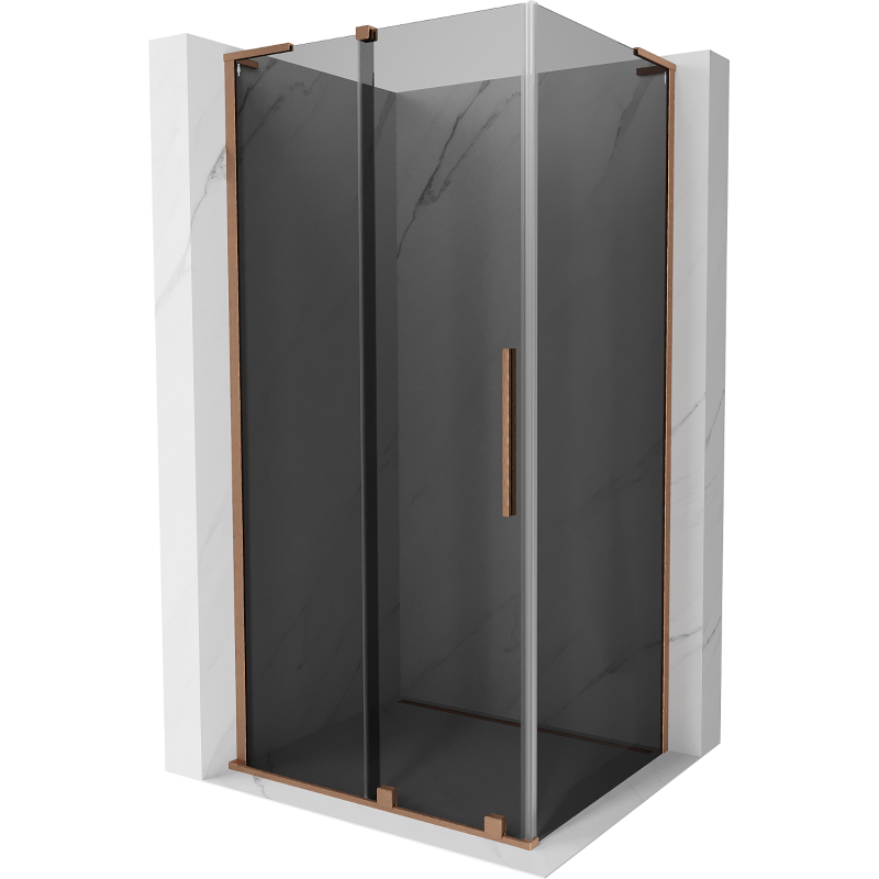 Mexen Velar L sliding shower cabin 90 x 110 cm, graphite, brushed copper - 871-090-110-43-65