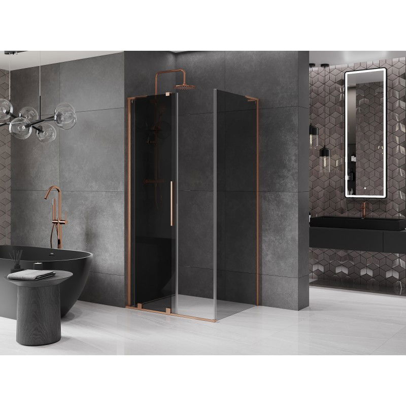 Mexen Velar L sliding shower enclosure 90 x 120 cm, graphite, brushed copper - 871-090-120-43-65