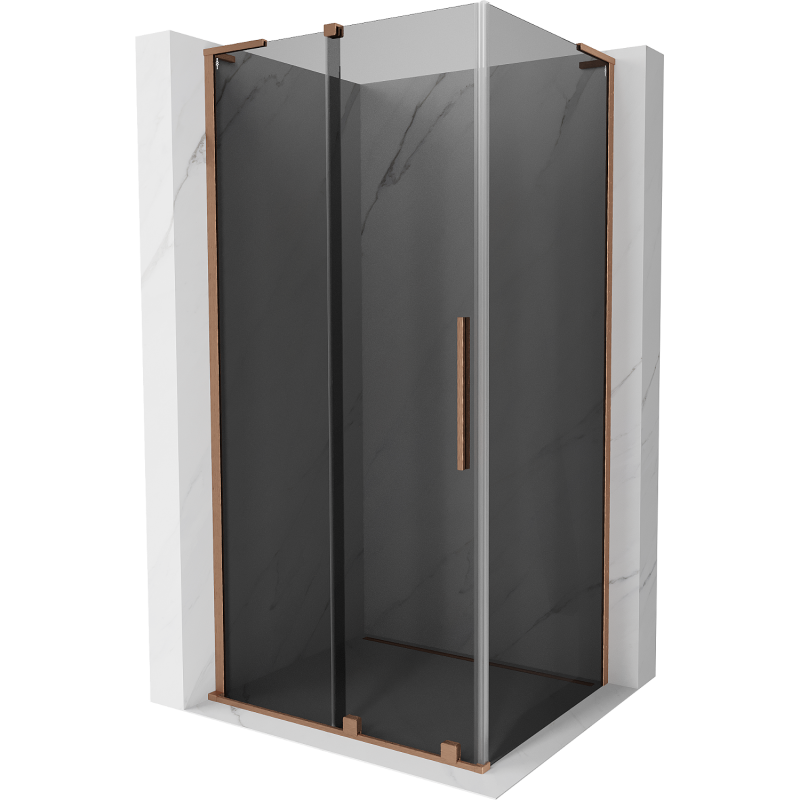 Mexen Velar L Sliding Shower Enclosure 100 x 85 cm, Graphite, Brushed Copper - 871-100-085-43-65