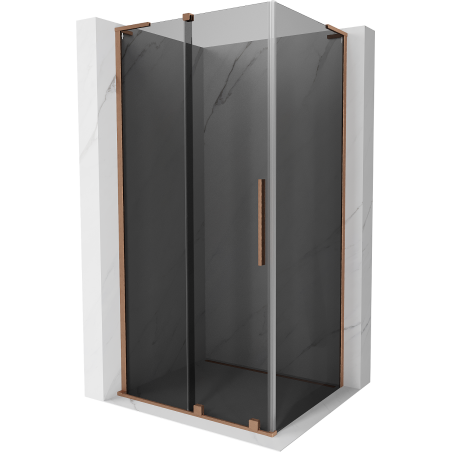 Mexen Velar L Sliding Shower Enclosure 100 x 85 cm, Graphite, Brushed Copper - 871-100-085-43-65