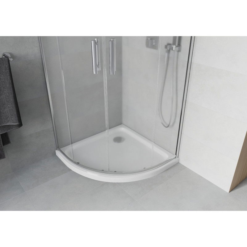 Mexen Rio semi-circular shower cabin 80 x 80 cm, frosted, chrome + Flat tray, white - 863-080-080-01-30-4110