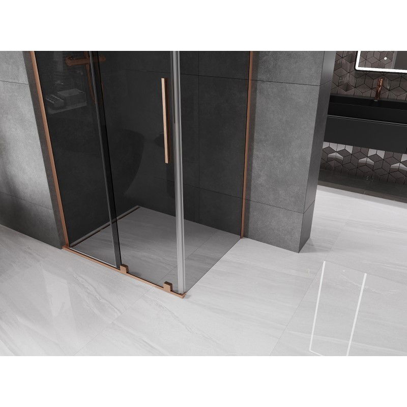 Mexen Velar L sliding shower cabin 100 x 75 cm, graphite, brushed copper - 871-100-075-43-65