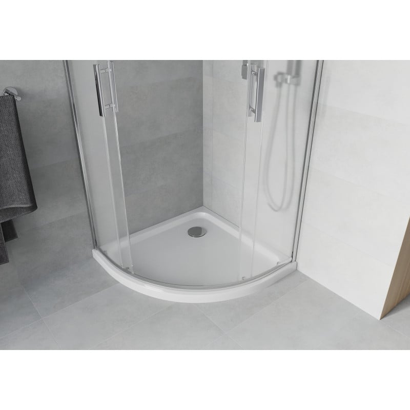 Mexen Rio semi-circular shower cabin 90 x 90 cm, frost, chrome + Flat tray, white - 863-090-090-01-30-4110