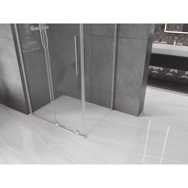 Mexen Velar L sliding shower enclosure 120 x 85 cm, transparent, brushed nickel - 871-120-085-03-97