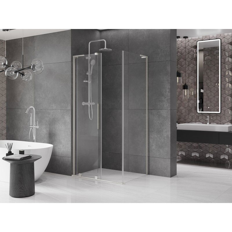 Mexen Velar L sliding shower cabin 120 x 75 cm, transparent, brushed nickel - 871-120-075-03-97