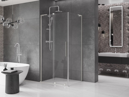 Mexen Velar L shower enclosure sliding 120 x 100 cm, transparent, brushed nickel - 871-120-100-03-97