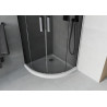 Mexen Rio semi-circular shower cabin 80 x 80 cm, graphite, chrome + Flat shower tray, white - 863-080-080-01-40-4110