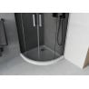 Mexen Rio semicircular shower cabin 80 x 80 cm, graphite, chrome + Flat shower tray, white - 863-080-080-01-40-4110