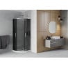 Mexen Rio semi-circular shower cabin 80 x 80 cm, graphite, chrome + Flat shower tray, white - 863-080-080-01-40-4110