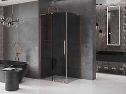 Mexen Velar L sliding shower enclosure 110 x 120 cm, graphite, brushed copper - 871-110-120-43-65
