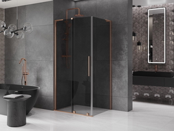 Mexen Velar L sliding shower enclosure 120 x 80 cm, graphite, brushed copper - 871-120-080-43-65
