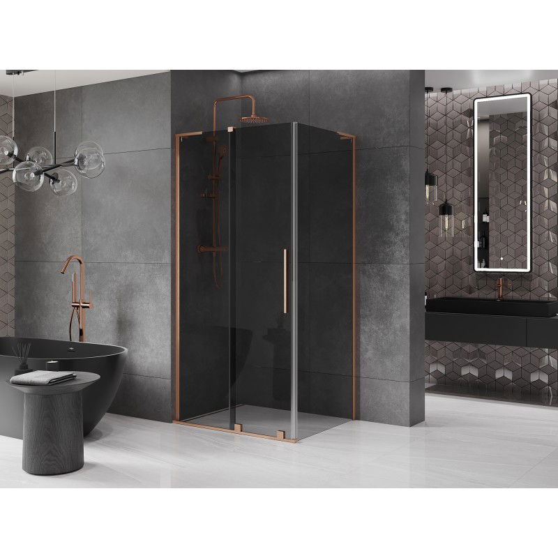 Mexen Velar L shower cabin sliding 120 x 100 cm, graphite, brushed copper - 871-120-100-43-65