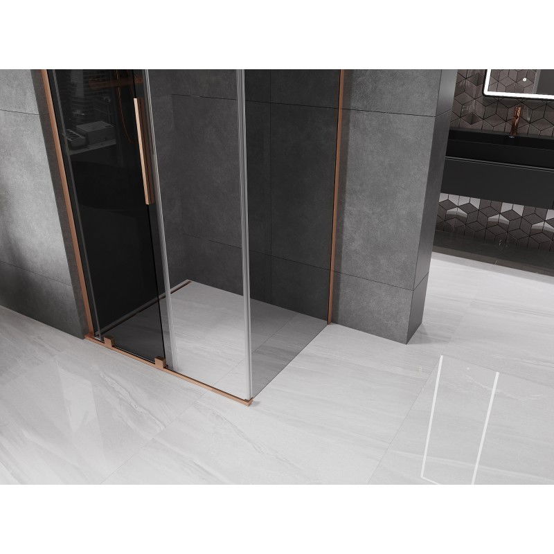 Mexen Velar L sliding shower cabin 120 x 85 cm, graphite, brushed copper - 871-120-085-43-65
