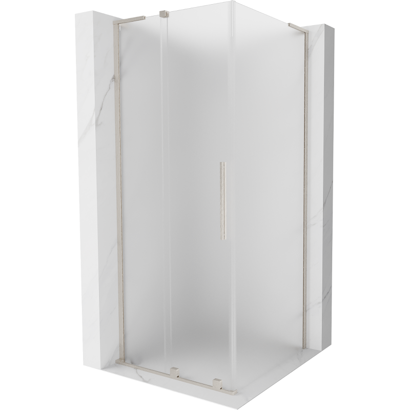 Mexen Velar L sliding shower cabin 120 x 120 cm, frost, brushed nickel - 871-120-120-33-97
