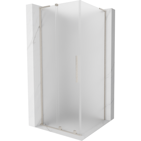 Mexen Velar L sliding shower cabin 120 x 120 cm, frost, brushed nickel - 871-120-120-33-97