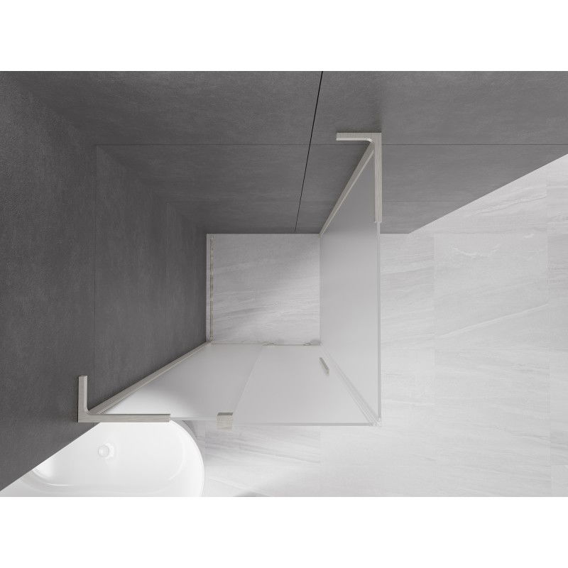 Mexen Velar L sliding shower cabin 100 x 100 cm, frost, brushed nickel - 871-100-100-33-97