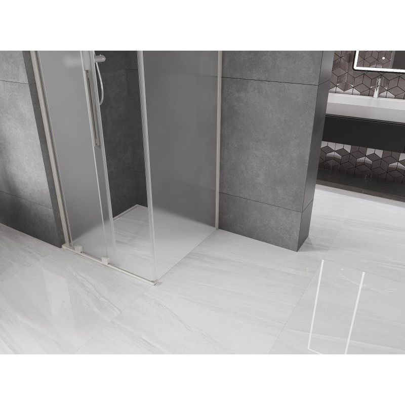 Mexen Velar L Sliding Shower Enclosure 110 x 110 cm, Frosted, Brushed Nickel - 871-110-110-33-97