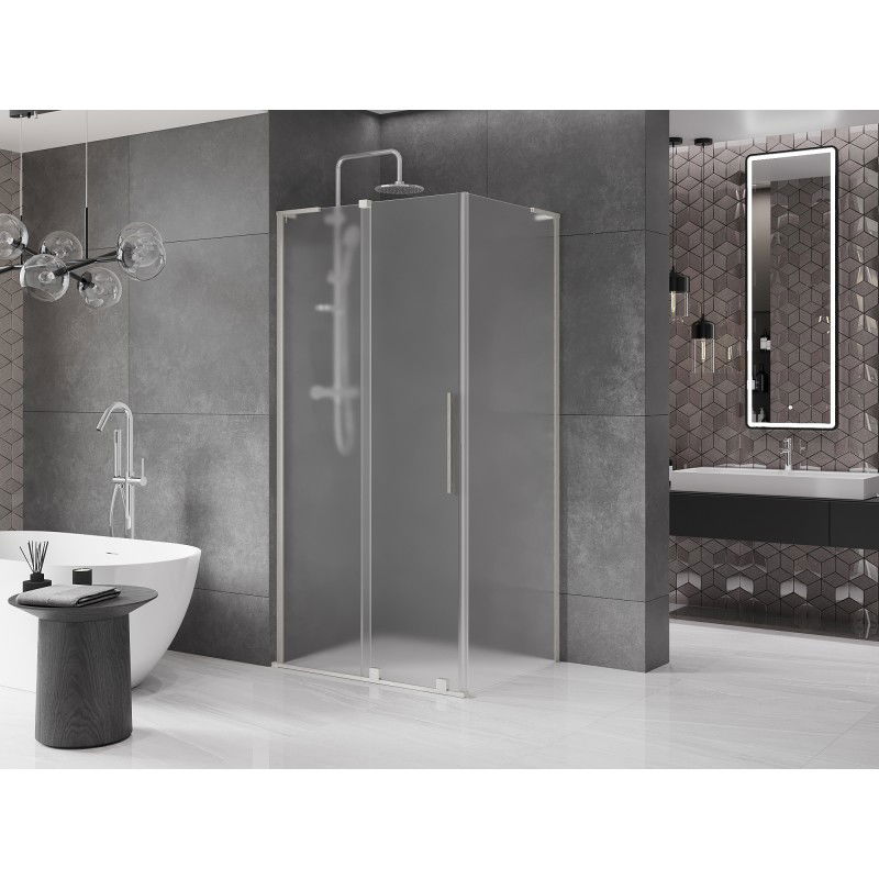 Mexen Velar L sliding shower enclosure 100 x 70 cm, frost, brushed nickel - 871-100-070-33-97