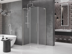 Mexen Velar L sliding shower enclosure 100 x 70 cm, frost, brushed nickel - 871-100-070-33-97