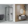 Mexen Rio Semi-circular Shower Cabin 90 x 90 cm, Transparent, Black + Flat Tray, White - 863-090-090-70-00-4110B