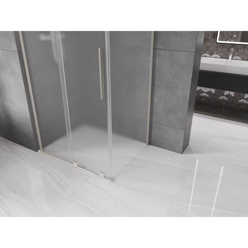Mexen Velar L sliding shower enclosure 100 x 70 cm, frost, brushed nickel - 871-100-070-33-97