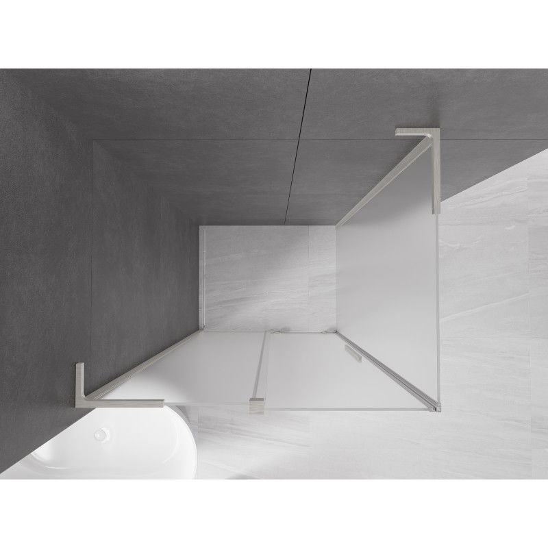 Mexen Velar L sliding shower enclosure 100 x 70 cm, frost, brushed nickel - 871-100-070-33-97