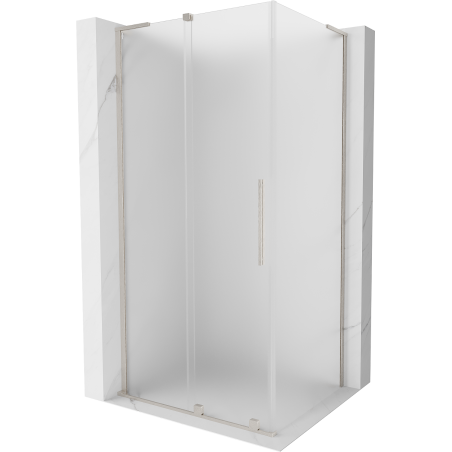 Mexen Velar L Sliding Shower Enclosure 110 x 100 cm, Frosted, Brushed Nickel - 871-110-100-33-97