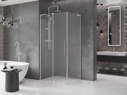 Mexen Velar L Sliding Shower Cabin 120 x 80 cm, Frosted, Brushed Nickel - 871-120-080-33-97