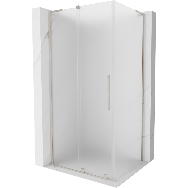 Mexen Velar L Sliding Shower Cabin 120 x 80 cm, Frosted, Brushed Nickel - 871-120-080-33-97