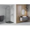Mexen Rio semi-circular shower cabin 90 x 90 cm, transparent, chrome + Flat shower tray, black - 863-090-090-01-00-4170