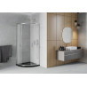 Mexen Rio semi-circular shower cabin 90 x 90 cm, transparent, chrome + Flat shower tray, black - 863-090-090-01-00-4170