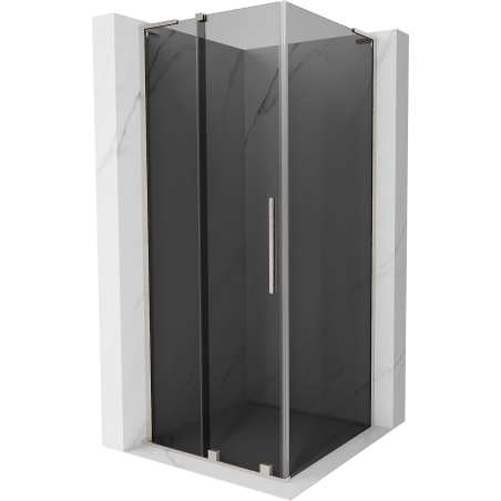 Mexen Velar L shower enclosure sliding 90 x 90 cm, graphite, brushed nickel - 871-090-090-43-97