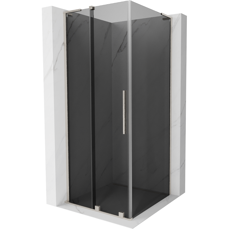 Mexen Velar L sliding shower cabin 100 x 100 cm, graphite, brushed nickel - 871-100-100-43-97