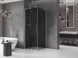 Mexen Velar L 110 x 110 cm Sliding Shower Enclosure, Graphite, Brushed Nickel - 871-110-110-43-97