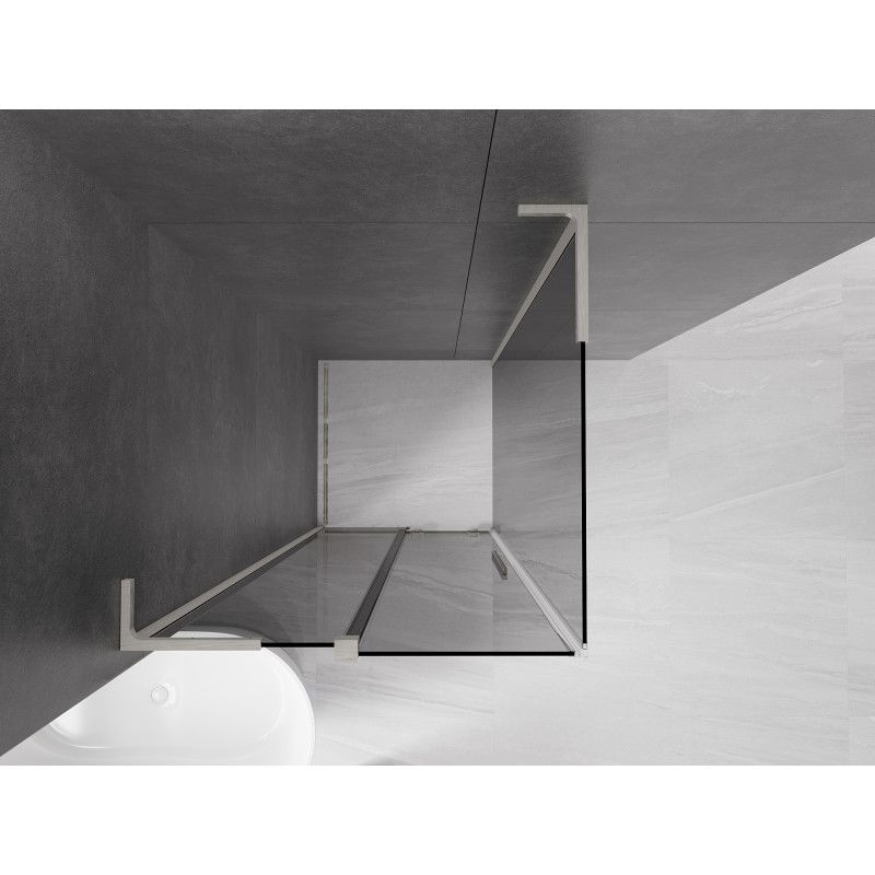 Mexen Velar L Sliding Shower Enclosure 120 x 120 cm, Graphite, Brushed Nickel - 871-120-120-43-97