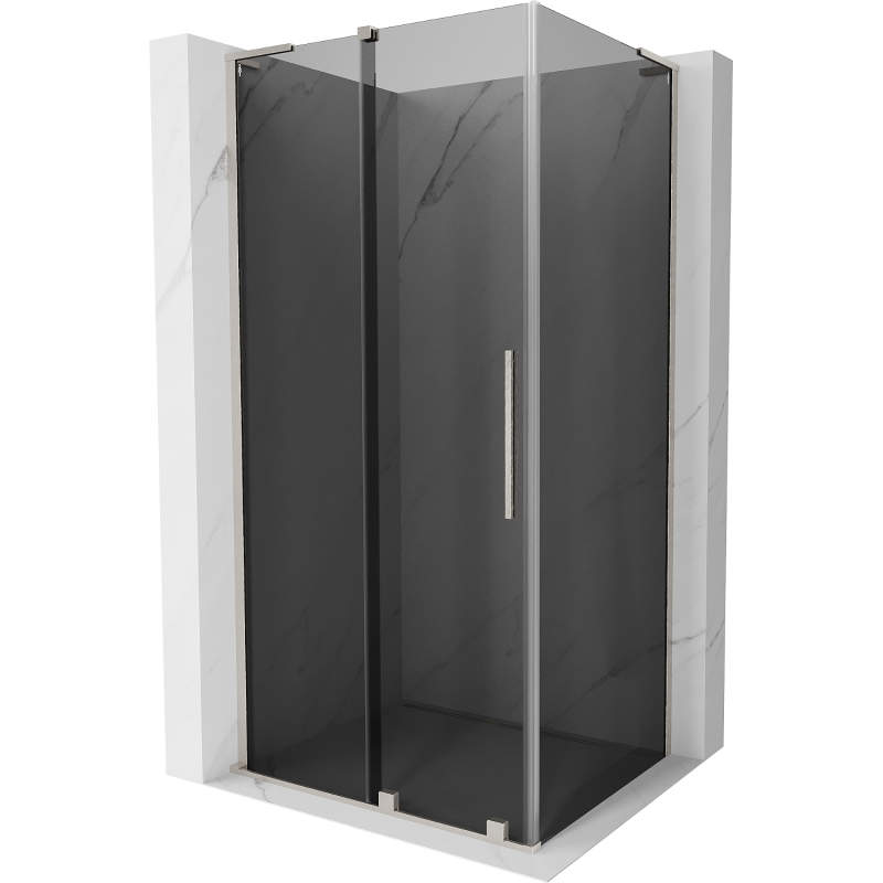Mexen Velar L sliding shower cabin 90 x 75 cm, graphite, brushed nickel - 871-090-075-43-97