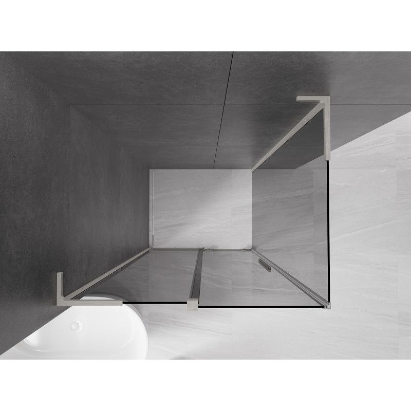Mexen Velar L Sliding Shower Enclosure 90 x 70 cm, Graphite, Brushed Nickel - 871-090-070-43-97
