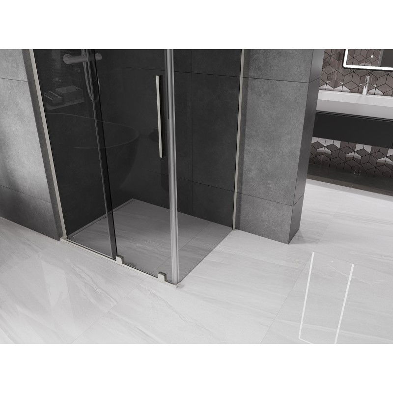 Mexen Velar L sliding shower enclosure 110 x 80 cm, graphite, brushed nickel - 871-110-080-43-97
