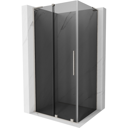Mexen Velar L sliding shower cabin 110 x 90 cm, graphite, brushed nickel - 871-110-090-43-97