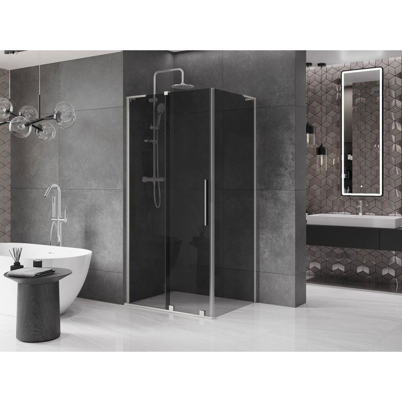 Mexen Velar L sliding shower cabin 110 x 90 cm, graphite, brushed nickel - 871-110-090-43-97